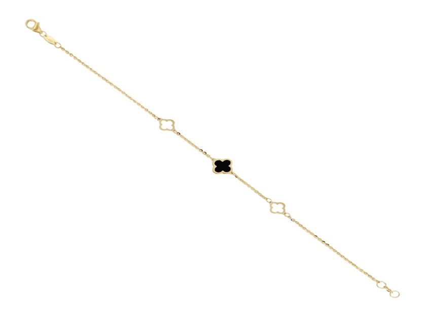 Žluté zlato náramek VC černý ONYX 17-17,5cm